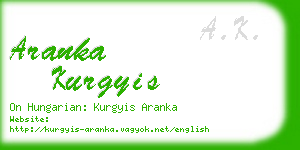 aranka kurgyis business card